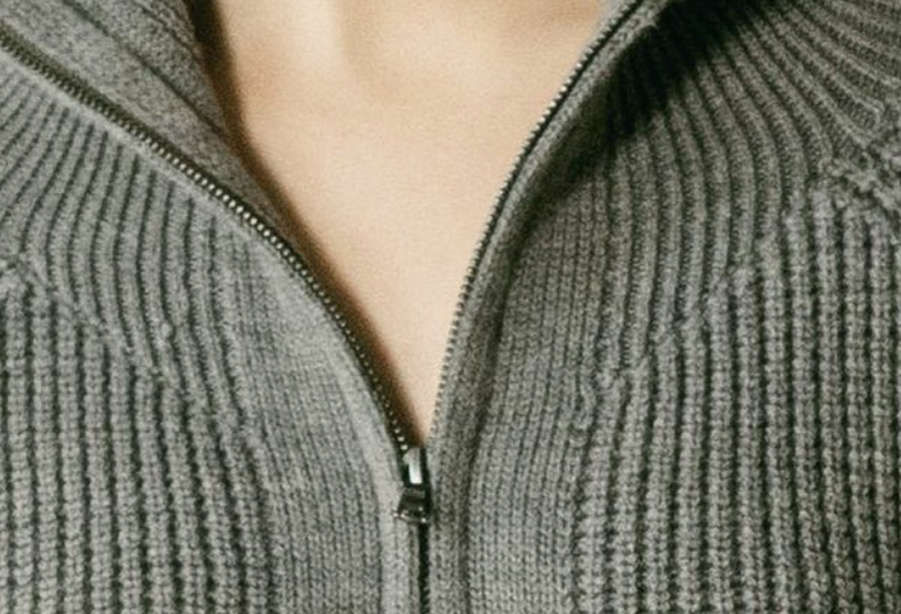 Knit placket and button detail