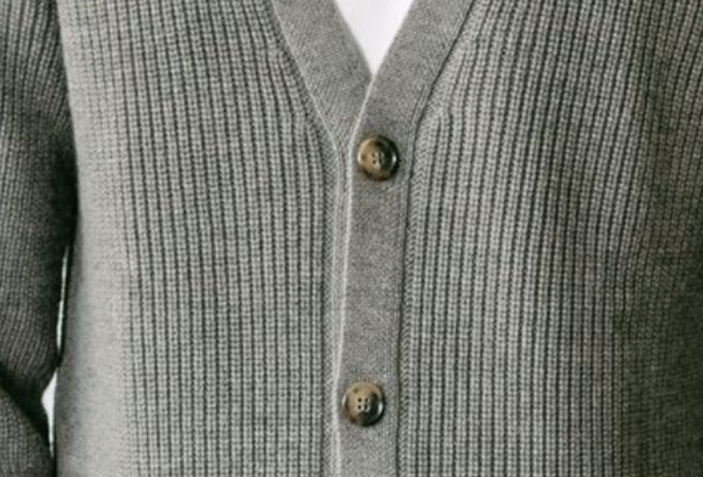 Finished knit trim and closure detail